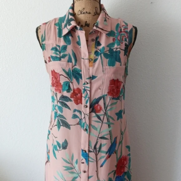 Soft Surroundings Chinoiserie Floral And Birds Maxi Dress - Picture 4 of 12